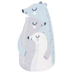 Tapis Famille Ours En Coton Bleu