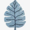 Tapis Feuille Tanzania En Coton Bleu