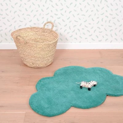 Tapis Nuage En Coton Bleu Canard (67 X 100 Cm) 2 Tapis Nuage En Coton Bleu Canard (67 X 100 Cm) – Image 2