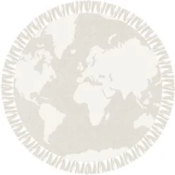 Tapis Rond En Toile De Coton Carte Du Monde (120 Cm)