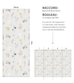 Papier Peint Wildflowers Lilipinso (50cm X 10m) -Lilipinso Déco Soldes Boutique wildflowers papier peint enfant motif fleurs de prairie 4